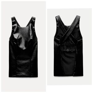 Zara Faux Leather Open Back Top